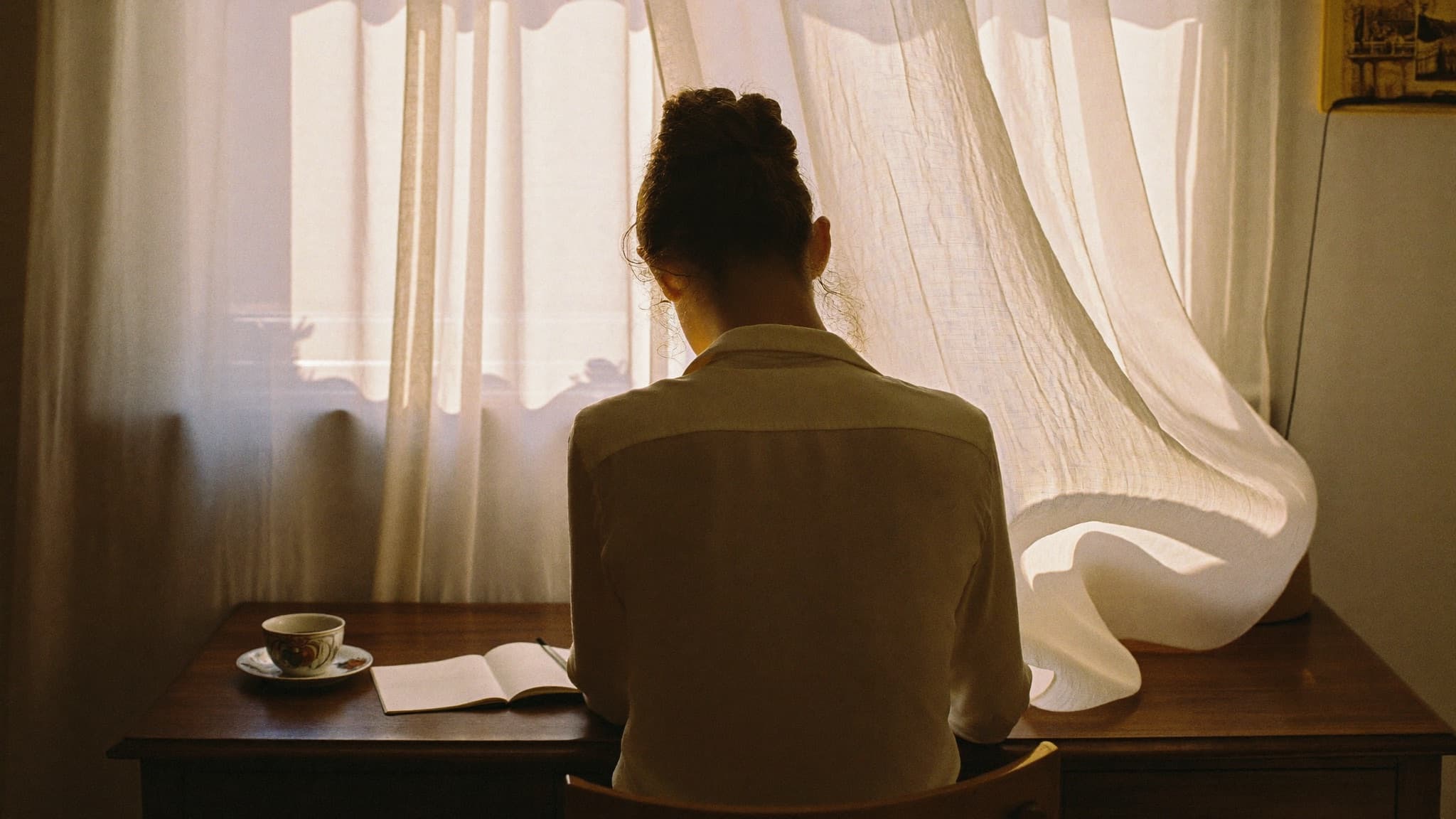 A founder at her desk in soft morning light \u2014 where a real personal brand begins